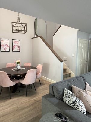 Dining room, Interior, Living room, Pendant Lights, Wood Texture Flooring
