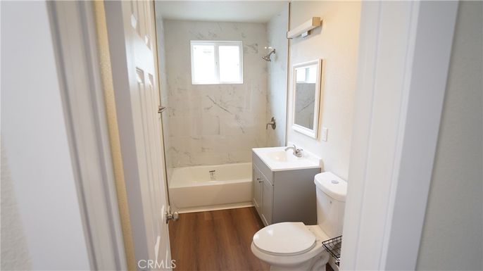 Bathroom, Interior, Marble Walls, Wood Texture Flooring