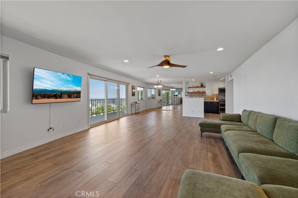 Interior, Kitchen, Living room, Recessed Lighting, Wood Texture Flooring