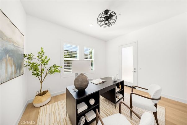 Home Office, Interior, Recessed Lighting, Wood Texture Flooring
