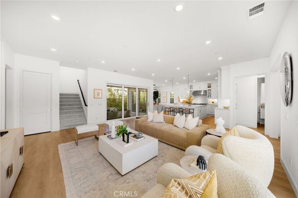 Interior, Kitchen, Living room, Pendant Lights, Recessed Lighting, Wood Texture Flooring