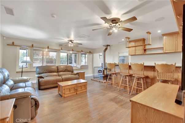 Dining room, Interior, Kitchen, Living room, Recessed Lighting, Wood Texture Flooring