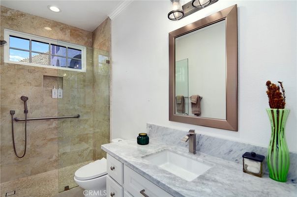 Bathroom, Glass Shower, Interior, Recessed Lighting
