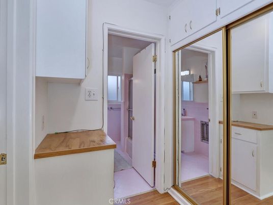 Bathroom, Interior, Washer, Wood Texture Flooring