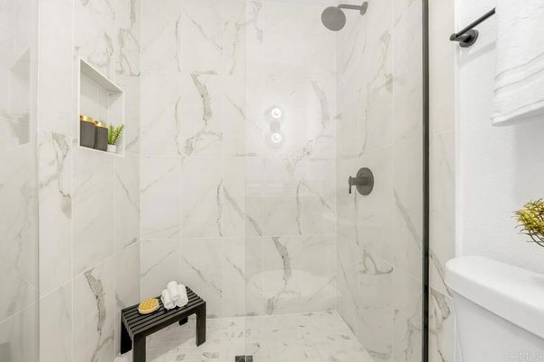 Bathroom, Glass Shower, Interior, Marble Walls