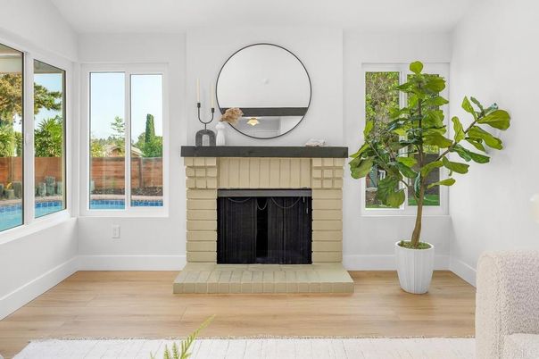 Fireplace, Interior, Wood Texture Flooring