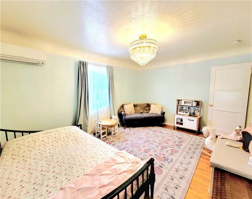 Bedroom, Chandelier, Interior, Wood Texture Flooring