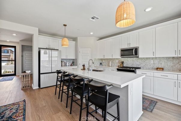 Interior, Kitchen, Pendant Lights, Recessed Lighting, Wood Texture Flooring