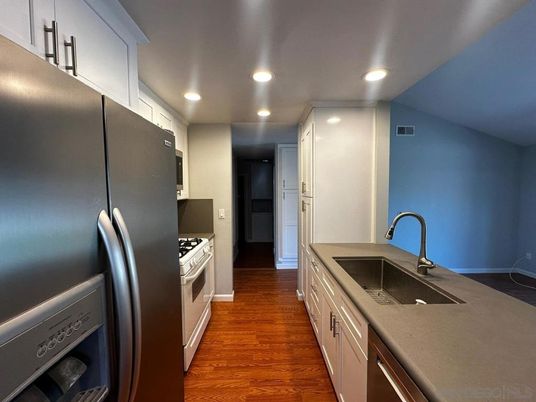 Interior, Kitchen, Recessed Lighting, Wood Texture Flooring