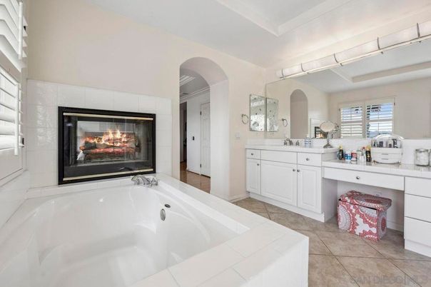 Bathroom, Dual Sink Vanities, Fireplace, Interior