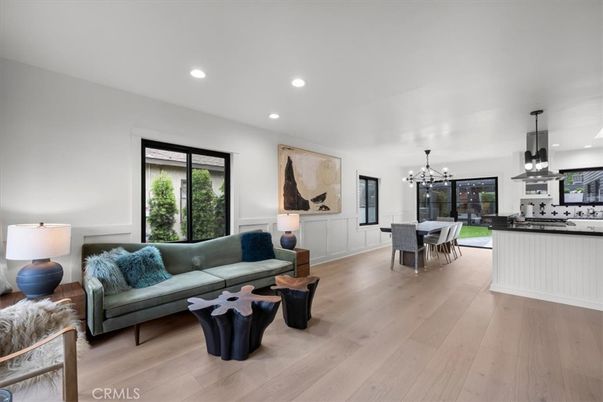 Dining room, Interior, Kitchen, Living room, Pendant Lights, Recessed Lighting, Wood Texture Flooring