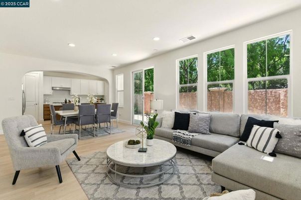 Dining room, Interior, Kitchen, Living room, Recessed Lighting, Wood Texture Flooring