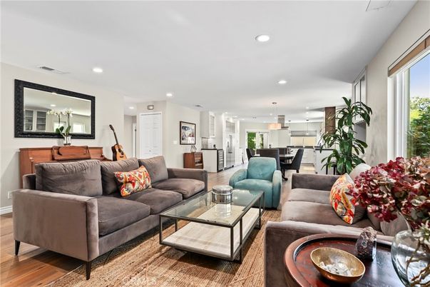 Dining room, Interior, Kitchen, Living room, Pendant Lights, Recessed Lighting, Wood Texture Flooring