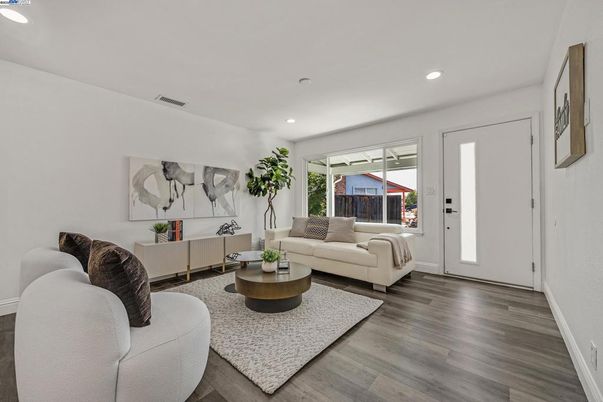 Interior, Living room, Recessed Lighting, Wood Texture Flooring