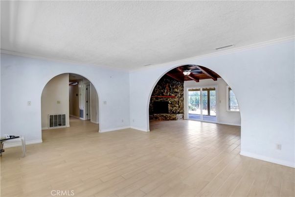 Empty room, Interior, Stone Walls, Wood Texture Flooring