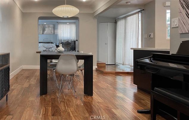 Dining room, Interior, Pendant Lights, Wood Texture Flooring