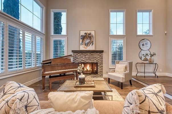 Fireplace, Interior, Living room, Piano, Wood Texture Flooring
