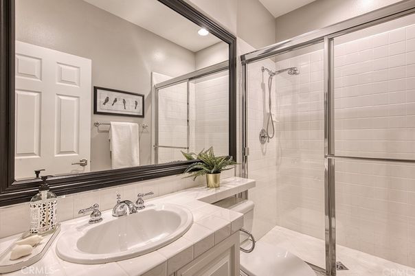 Bathroom, Glass Shower, Interior, Recessed Lighting, Tile Countertops