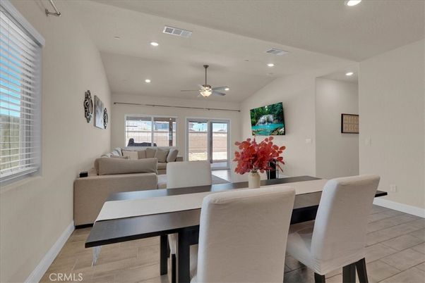 Dining room, Interior, Living room, Recessed Lighting, Wood Texture Flooring