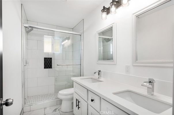 Bathroom, Dual Sink Vanities, Glass Shower, Interior, Marble