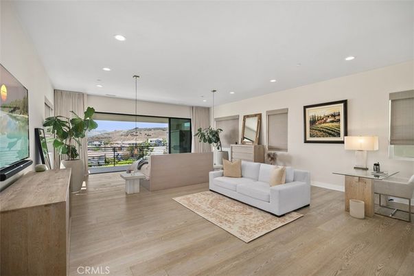 Home Office, Interior, Living room, Pendant Lights, Recessed Lighting, Wood Texture Flooring