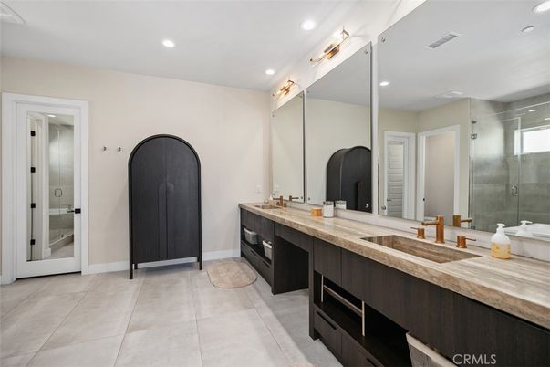 Bathroom, Dual Sink Vanities, Glass Shower, Interior, Recessed Lighting