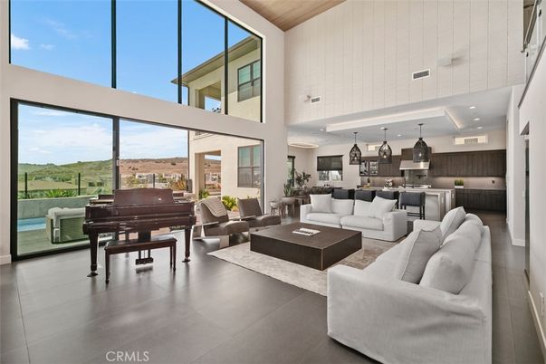 Interior, Kitchen, Living room, Pendant Lights, Piano, Recessed Lighting, Stainless Steel Appliances