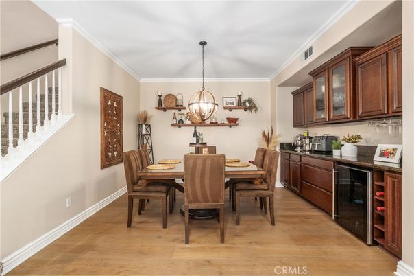 Chandelier, Dining room, Interior, Pendant Lights, Wood Texture Flooring