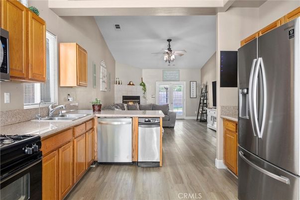 Fireplace, Interior, Kitchen, Wood Texture Flooring