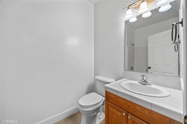 Bathroom, Interior, Tile Countertops, Wood Texture Flooring