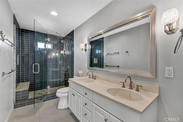 Bathroom, Dual Sink Vanities, Glass Shower, Interior, Recessed Lighting