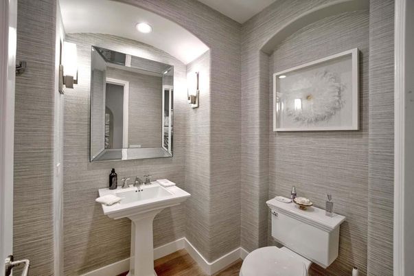 Bathroom, Interior, Recessed Lighting, Wood Texture Flooring
