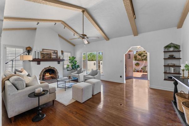 Fireplace, Interior, Living room, Wooden Beams, Wood Texture Flooring