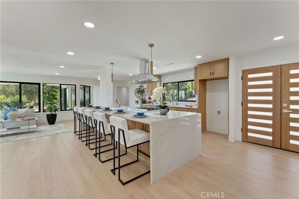 Interior, Kitchen, Pendant Lights, Recessed Lighting, Wood Texture Flooring