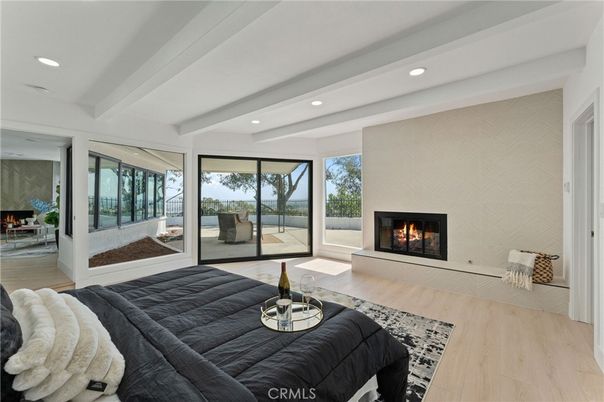 Fireplace, Interior, Recessed Lighting, Wood Texture Flooring
