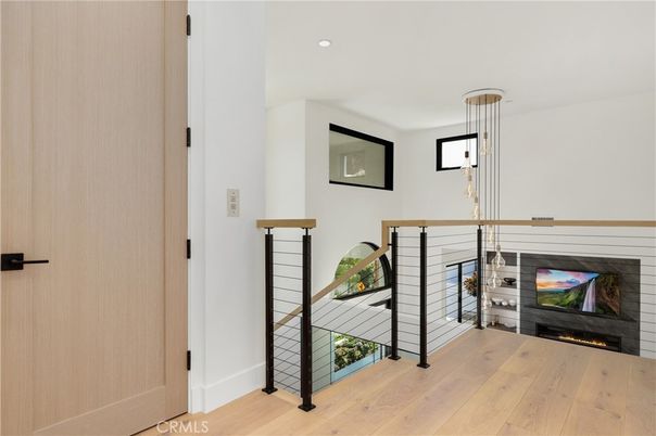 Fireplace, Interior, Pendant Lights, Recessed Lighting, Wood Texture Flooring