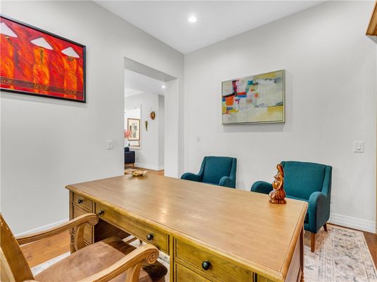 Home Office, Interior, Recessed Lighting, Wood Texture Flooring
