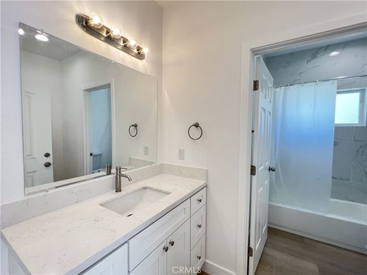Bathroom, Interior, Marble Walls, Wood Texture Flooring