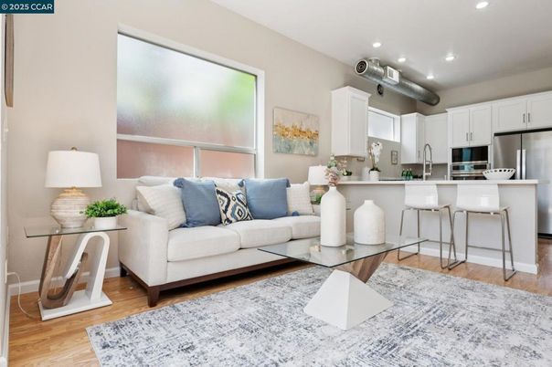Interior, Kitchen, Living room, Recessed Lighting, Stainless Steel Appliances, Wood Texture Flooring