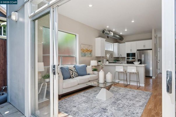 Interior, Kitchen, Living room, Recessed Lighting, Stainless Steel Appliances, Wood Texture Flooring