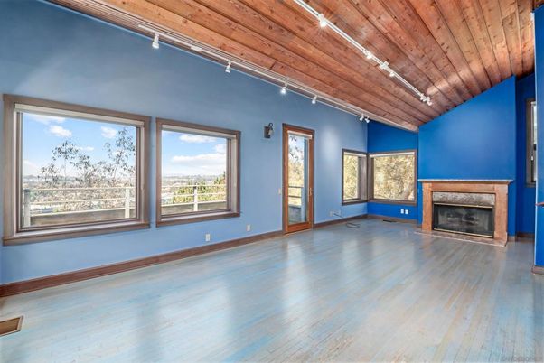 Empty room, Fireplace, Interior, Wooden Ceilings, Wood Texture Flooring