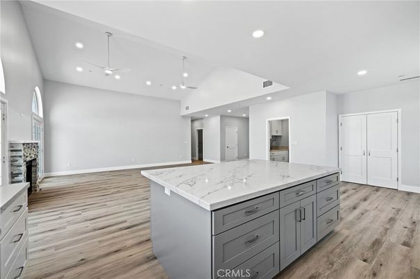 Interior, Kitchen, Pendant Lights, Recessed Lighting, Wood Texture Flooring