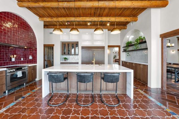 Interior, Kitchen, Pendant Lights, Stainless Steel Appliances, Wooden Beams, Wooden Ceilings