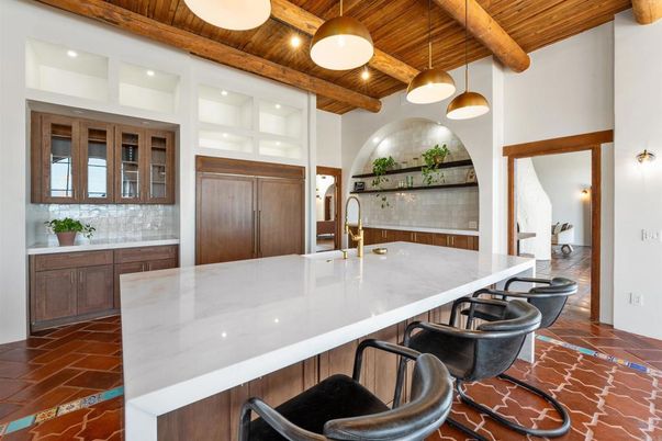 Interior, Kitchen, Pendant Lights, Recessed Lighting, Wooden Beams, Wooden Ceilings