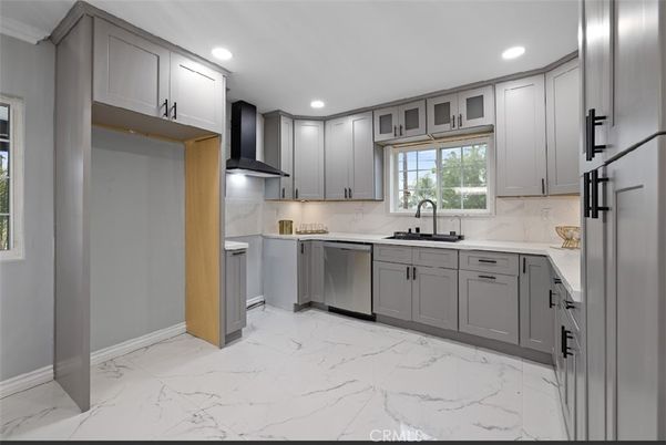 Interior, Kitchen, Marble, Recessed Lighting, Stainless Steel Appliances