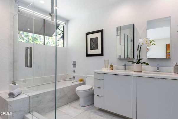 Bathroom, Dual Sink Vanities, Glass Shower, Interior, Recessed Lighting