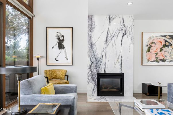 Fireplace, Interior, Piano, Recessed Lighting, Wood Texture Flooring
