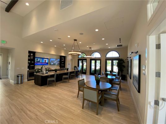 Dining room, Interior, Living room, Pendant Lights, Recessed Lighting, Wood Texture Flooring
