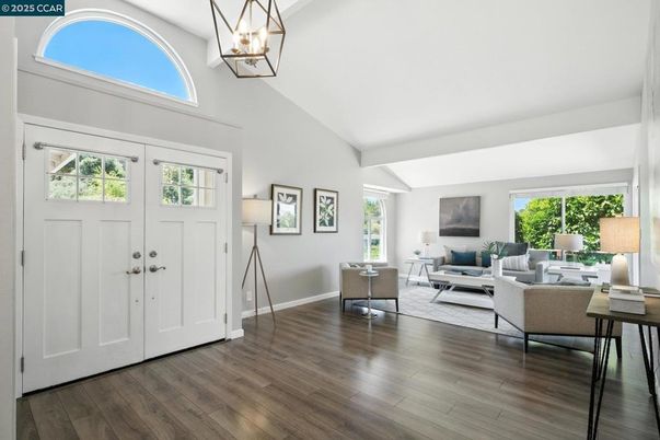 Interior, Living room, Pendant Lights, Wood Texture Flooring