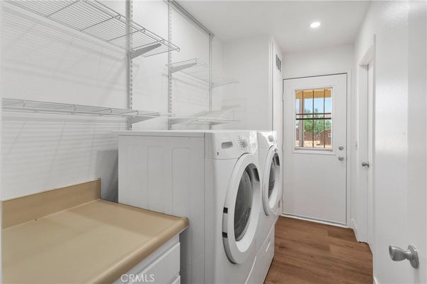 Interior, Recessed Lighting, Utility Closets, Washer, Wood Texture Flooring